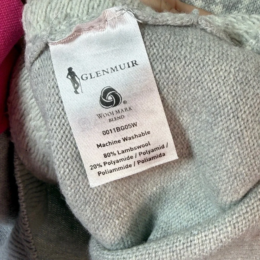 Glenmuir 1/4 Zip Sweater Men's Med Grey Lambswool Blend Houndstooth Golf Old $